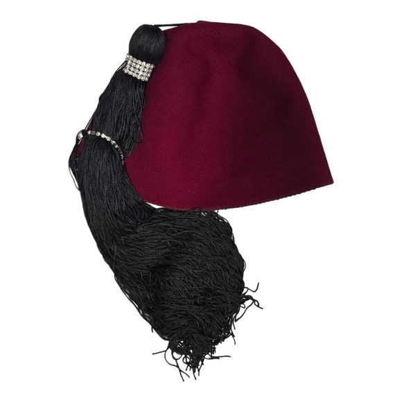 Vtg Al Bahr Shriners Fez Hat Jeweled w/ Zippered Bag 7 3/8" Masonic Memorabilia - Picture 5 of 13